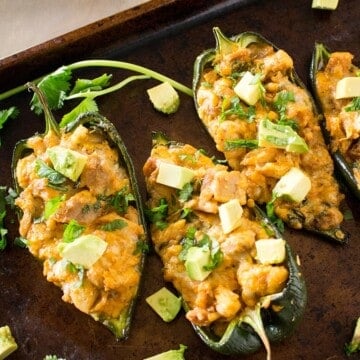 Cajun Chicken Stuffed Poblano Peppers served at home