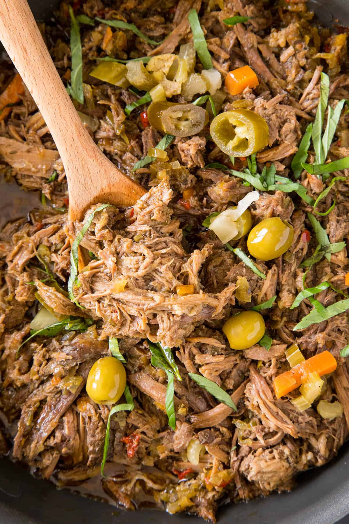 Feisty Italian Slow Cooker Pot Roast looking delicious