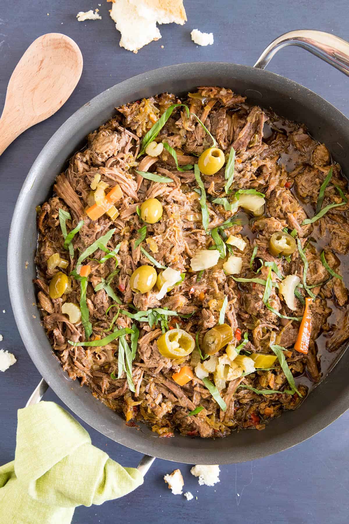 Serving Feisty Italian Slow Cooker Beef Roast.