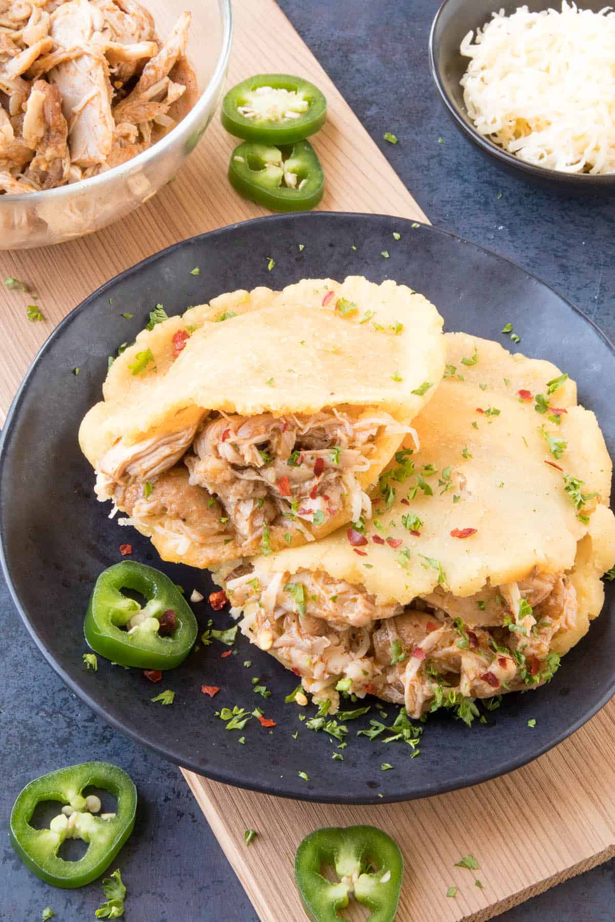 Pulled Chicken Gorditas Recipe - Stuffed with Delicious Pulled Chicken and read to eat