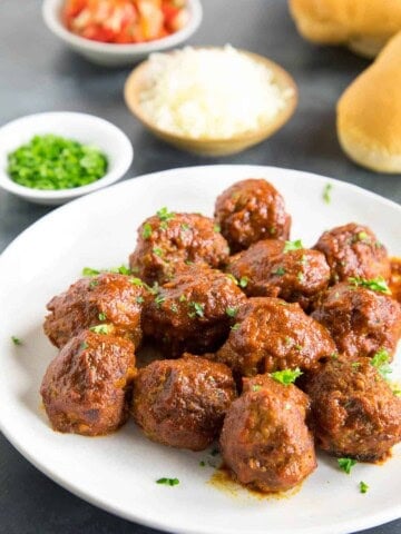 Spicy Meatballs in Chipotle-Lime Sauce served for dinner