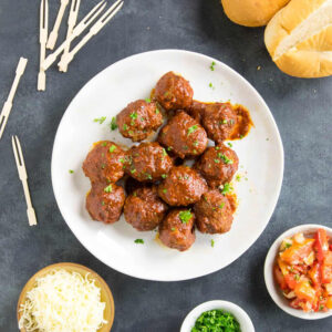 Spicy Meatballs in Chipotle-Lime Sauce served on a white plate