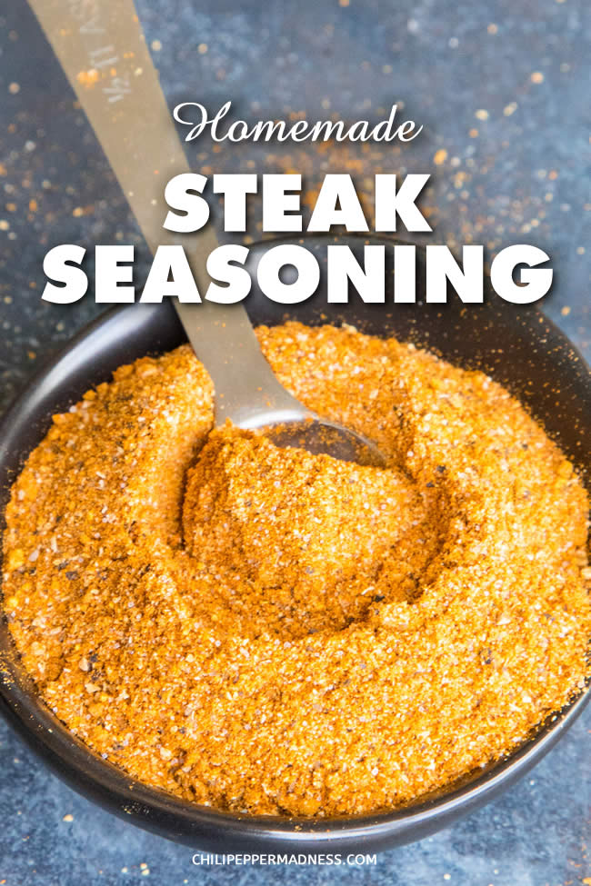Steak Seasoning Mix Recipe - This steak seasoning mix recipe is a simple flavor combination that will bring that extra WOW factor to any steak. Make a large batch to use anytime. | ChiliPepperMadness.com #Steak #SteakSeasoning #Seasonings #SpiceBlend