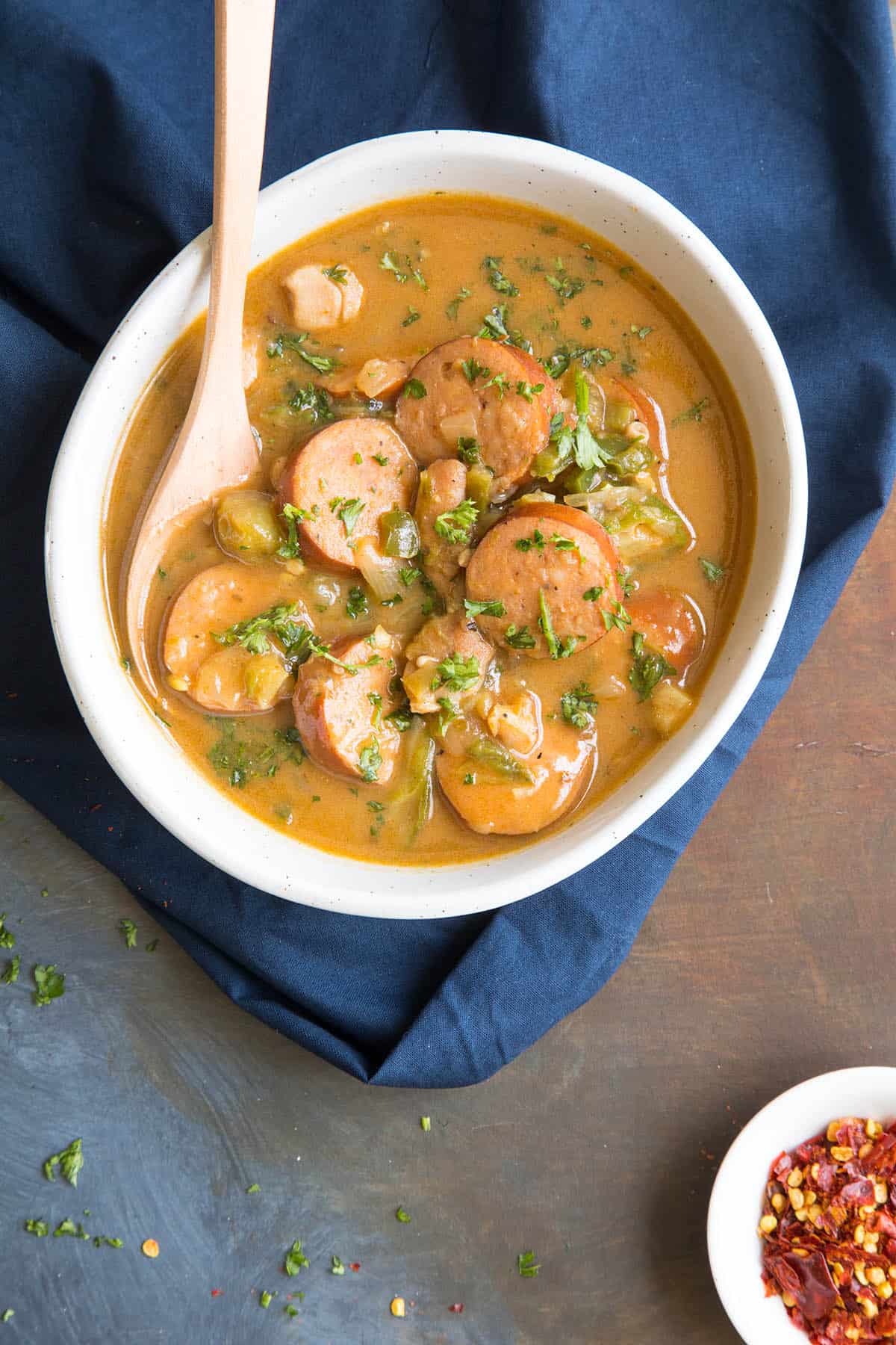 A big bowl of Cajun Chicken and Sausage Gumbo - One of my favorite recipes ever.