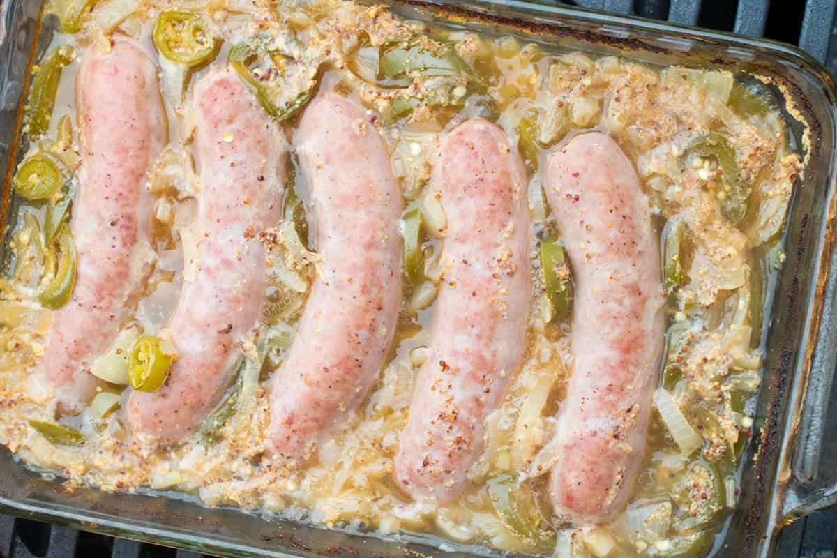 Beer Brats - This is after they've simmered in beer, before you grill them