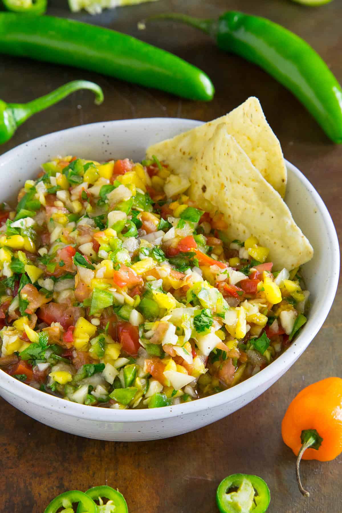 Fresh Mango Salsa served in a bowl.