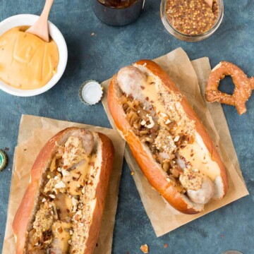 Grilled Beer Brats with Homemade Beer Cheese - Recipe