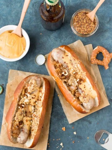 Grilled Beer Brats with Homemade Beer Cheese - Recipe