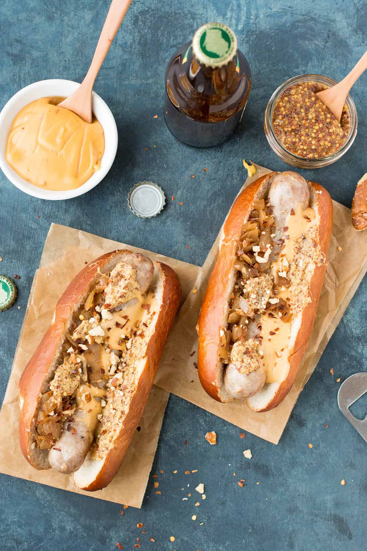 Grilled Beer Brats with Homemade Beer Cheese - Ready to Eat!