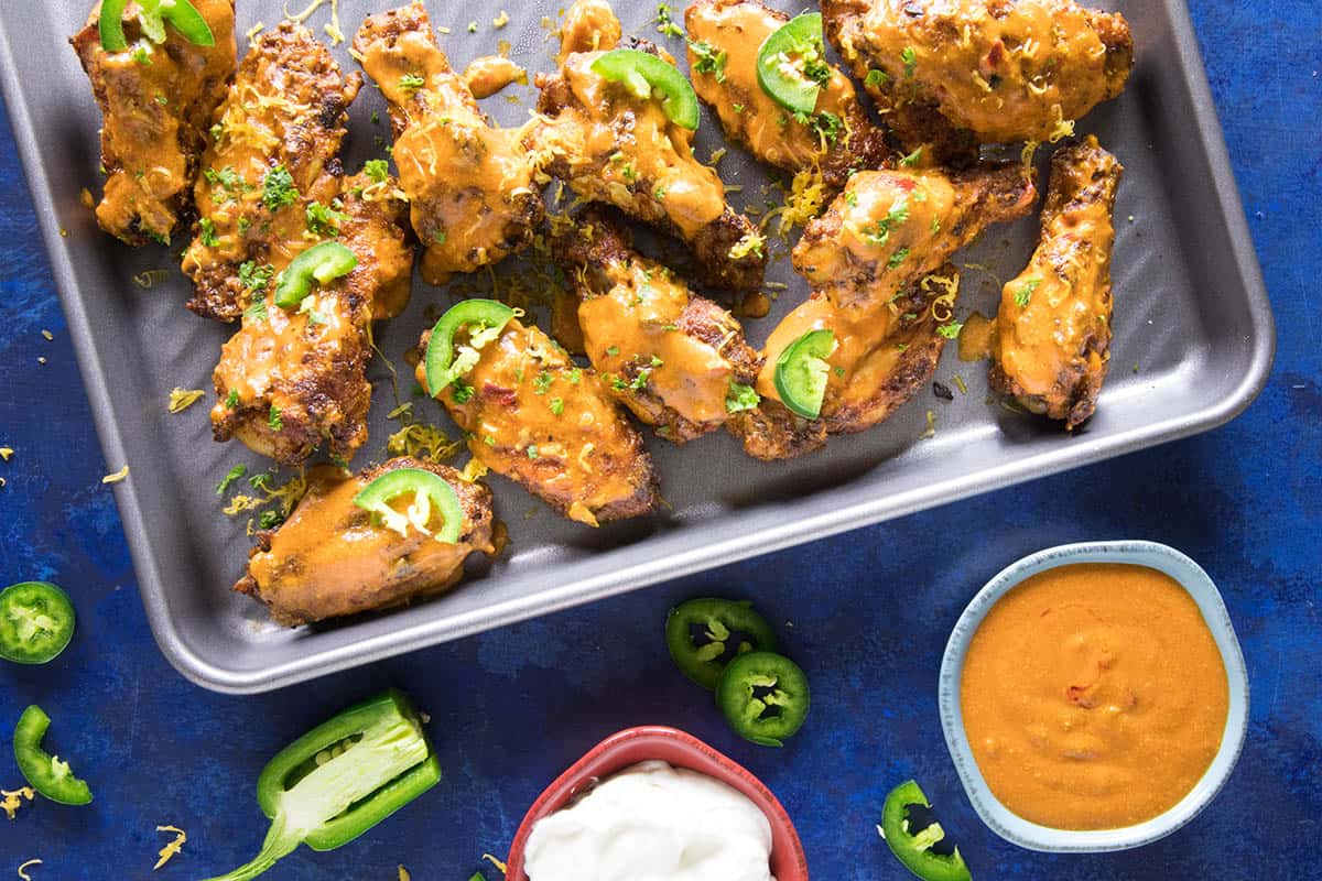 Jalapeno Cheddar Chicken Wings on a tray