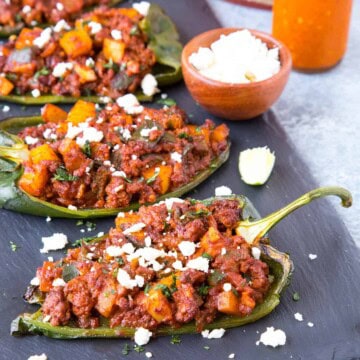 Picadillo Stuffed Poblano Peppers Recipe