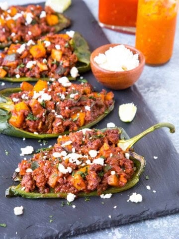 Picadillo Stuffed Poblano Peppers Recipe