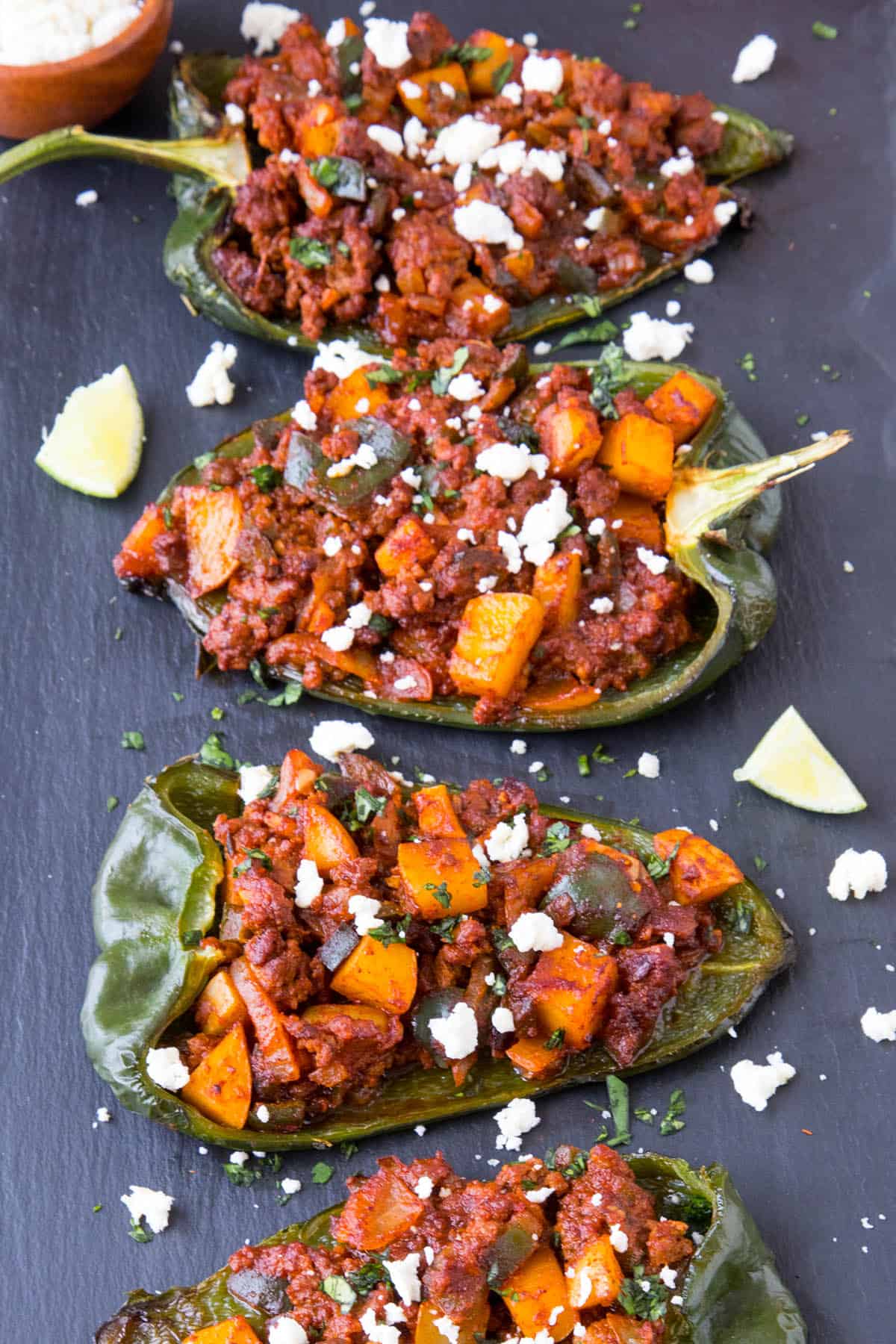 Picadillo Stuffed Poblano Peppers - Ready to Serve!