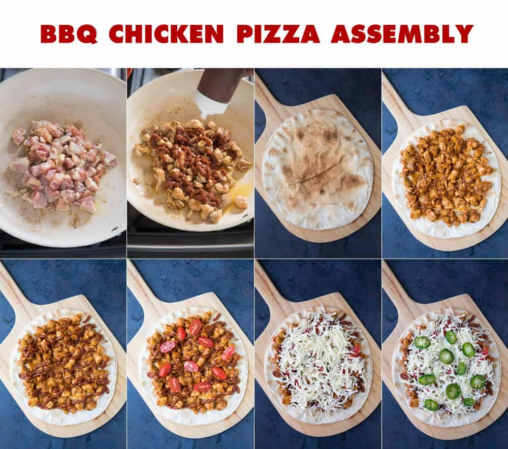 BBQ Chicken Pizza Assembly.