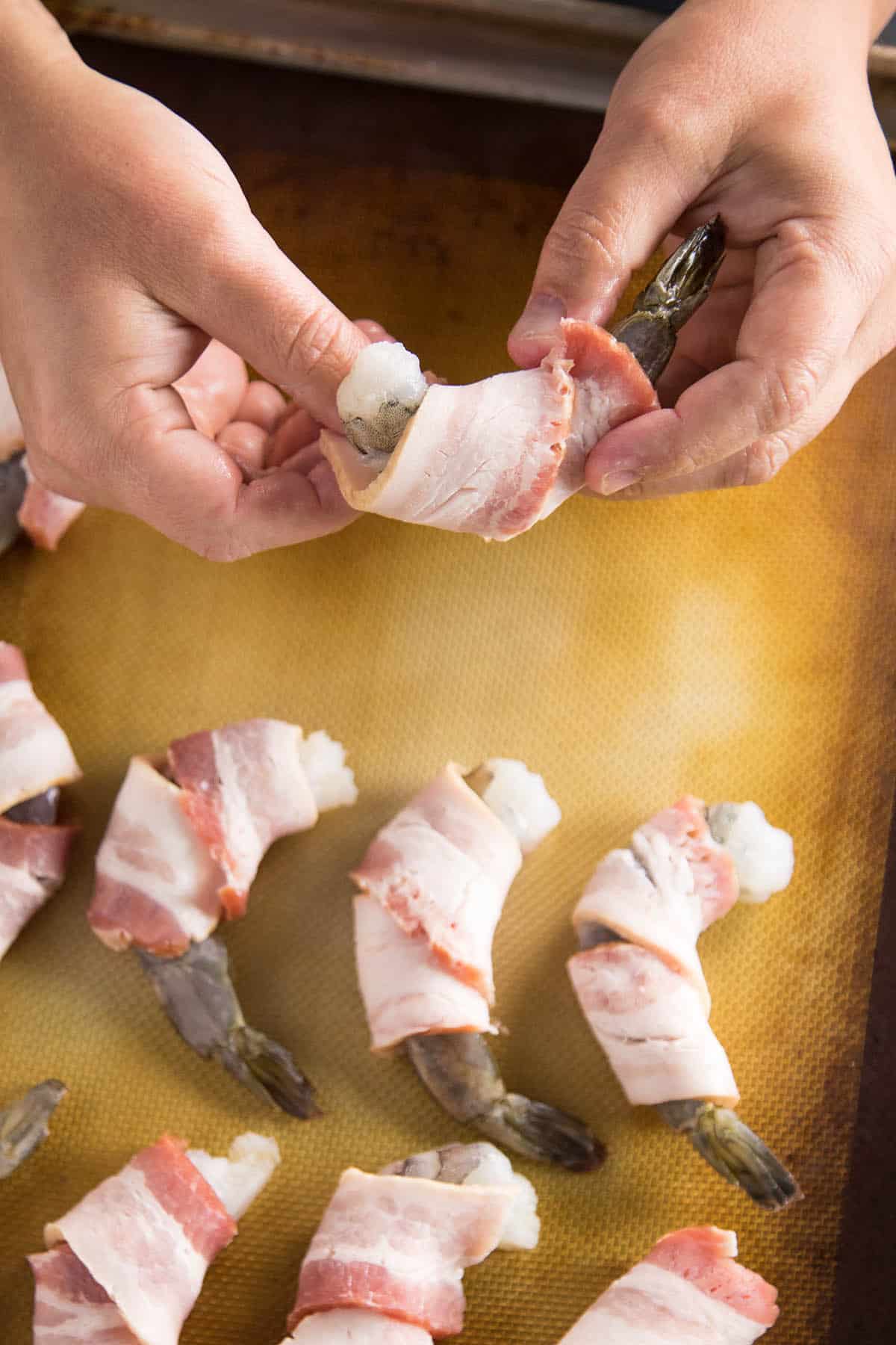 Wrapping the Shrimp in Bacon.