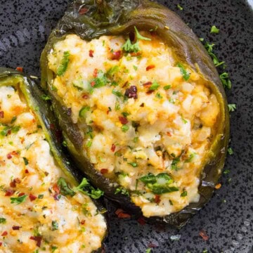 These cheesy stuffed poblano peppers are ready to eat!