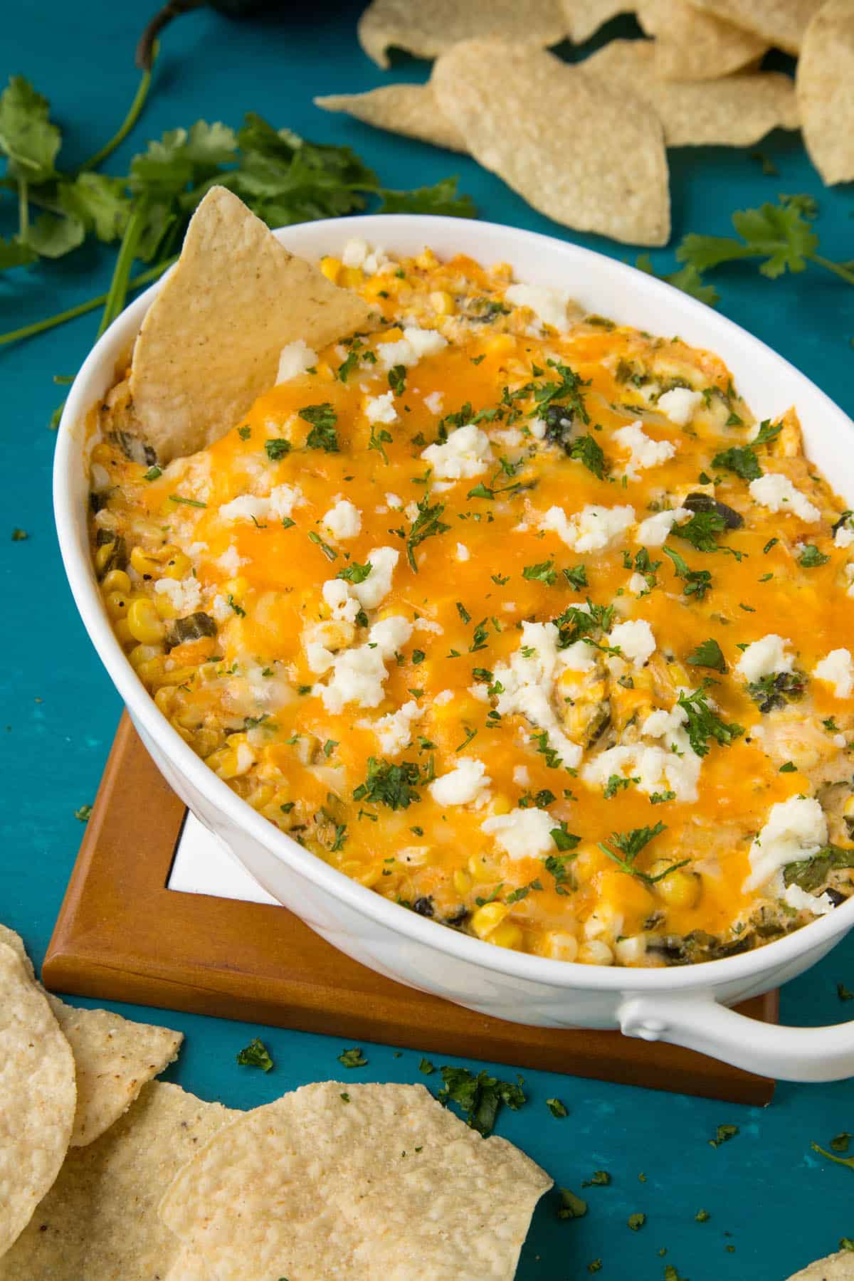 Cheese Dip with Corn and Roasted Poblano Peppers - Recipe