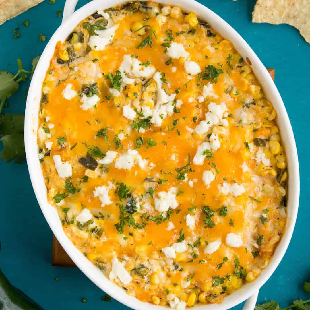 Cheese Dip Recipe with Corn and Roasted Poblanos