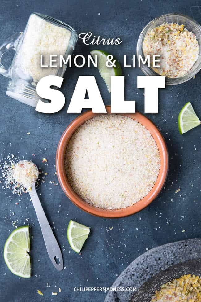 Citrus Lemon and Lime Salt - Make your own citrus salt at home with a mixture of sea salt and both lemon and lime zest, using either dried zest or fresh zest that can be dried in a dehydrator or oven. Here is the recipe. #Citrus #Salt #Dehydrator #LemonSalt #LimeSalt