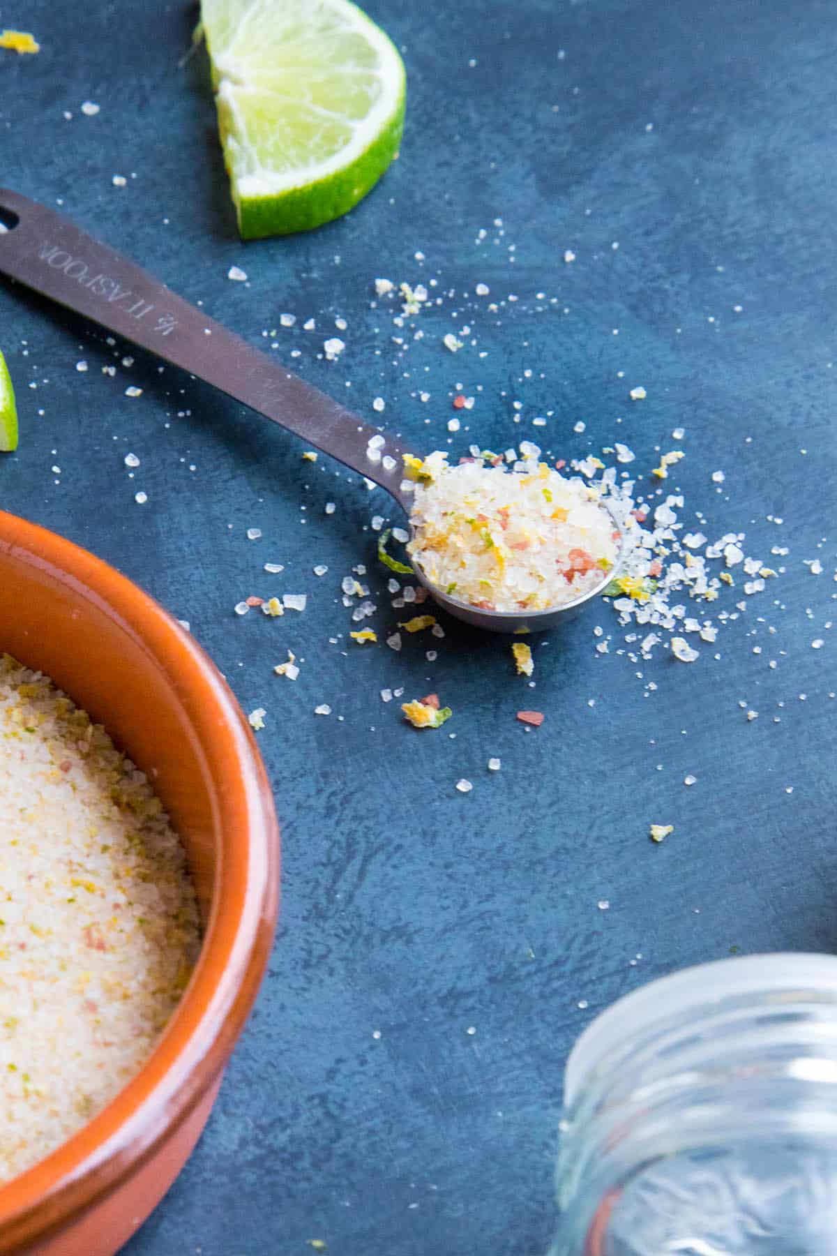 Citrus Lemon and Lime Salt in a serving spoon