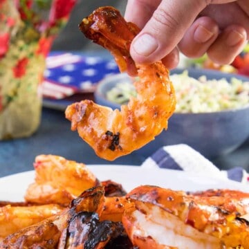 Colossal Grilled Shrimp with Harissa Marinade.