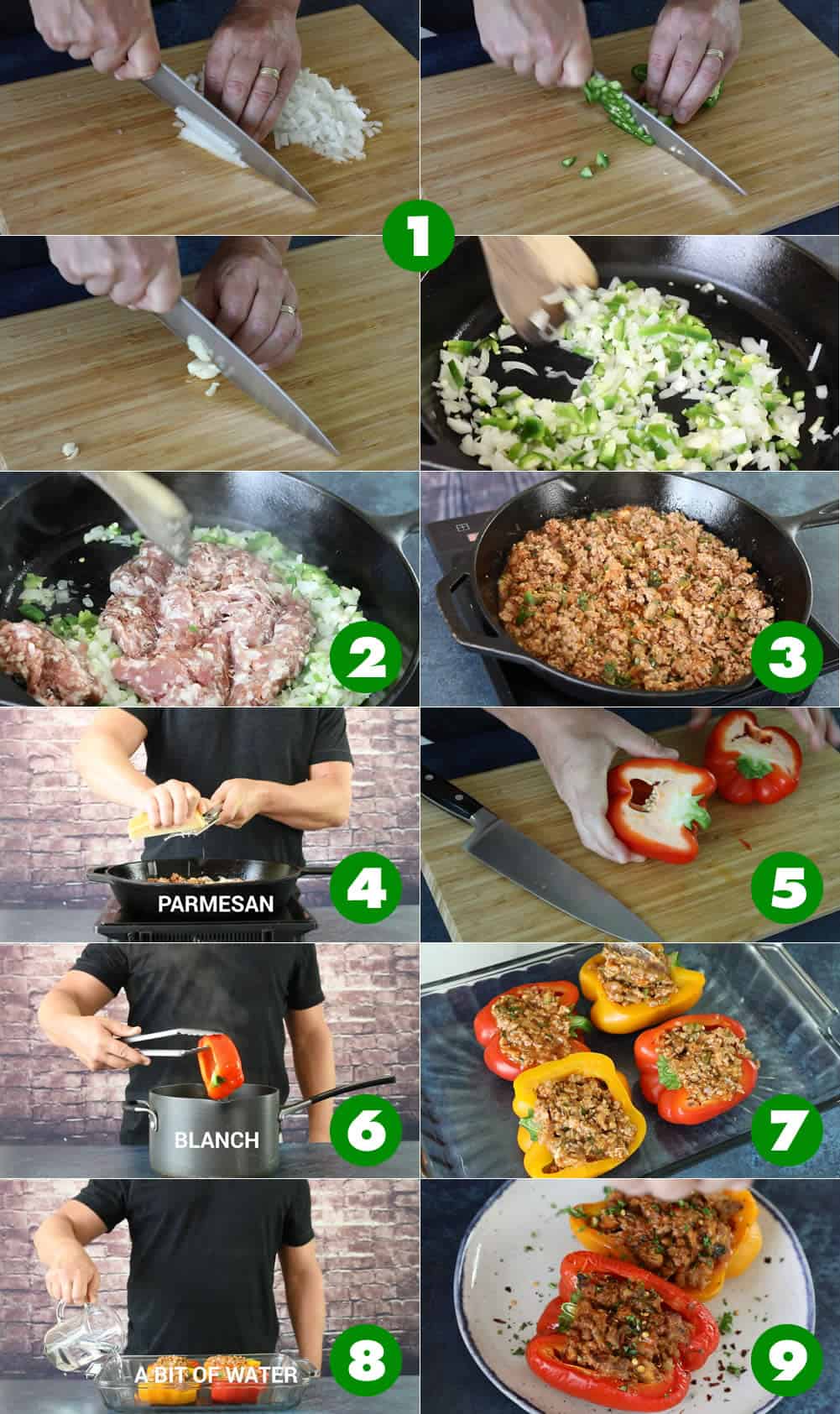 Here are the steps to make my Easy Italian Sausage Stuffed Peppers Recipe