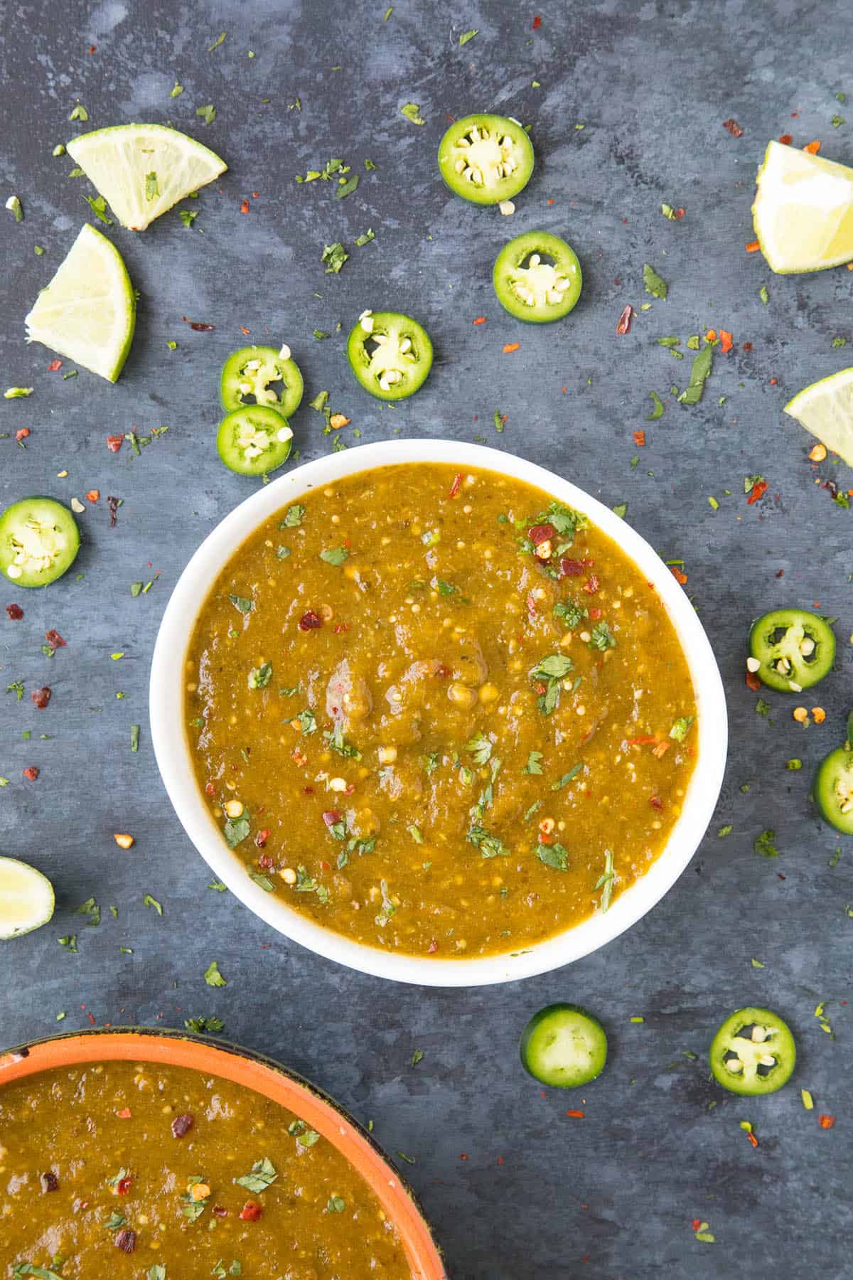 This green enchilada sauce is made with roasted tomatillos.