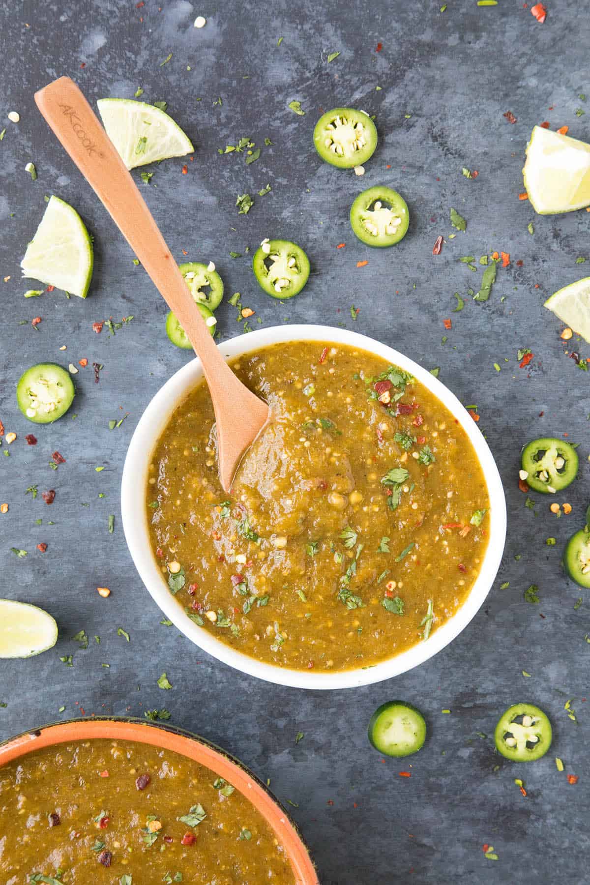 Green enchilada sauce ready to eat - aka Enchilda Salsa Verde