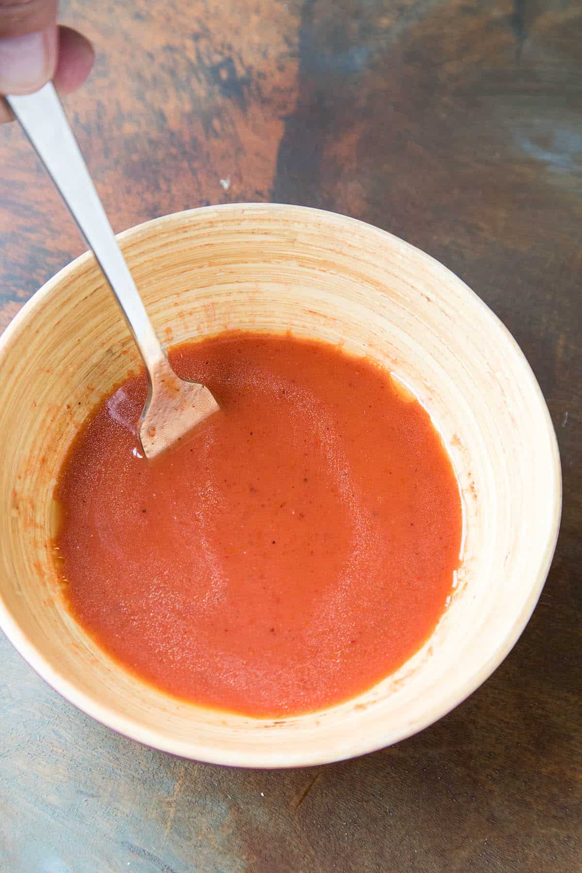 Mixing our Homemade Buffalo Sauce.