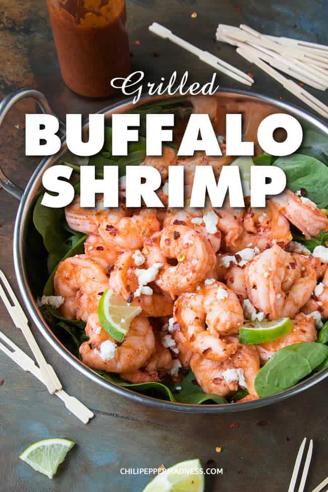 Grilled Buffalo Shrimp - Bust out your grills for this recipe of quick grilled seasoned shrimp tossed in a homemade spicy and tangy Buffalo sauce. Perfect for summertime grilling and easy party food, dinner or appetizer. #Shrimp #GrilledShrimp #Grilling #Appetizer #Dinner #Seafood #BuffaloSauce