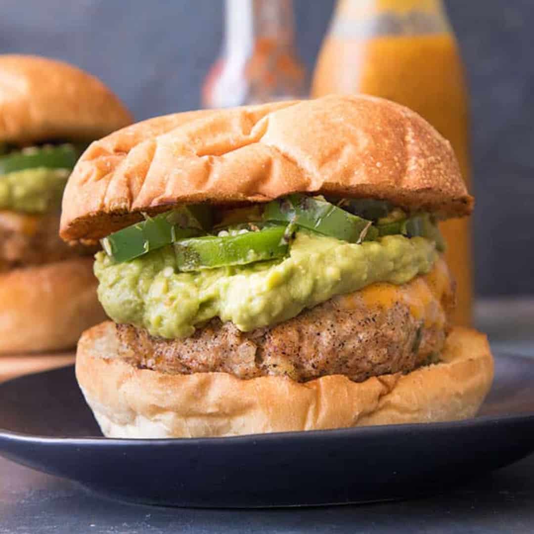 Turkey-Chorizo Burgers Recipe with Creamy Guacamole