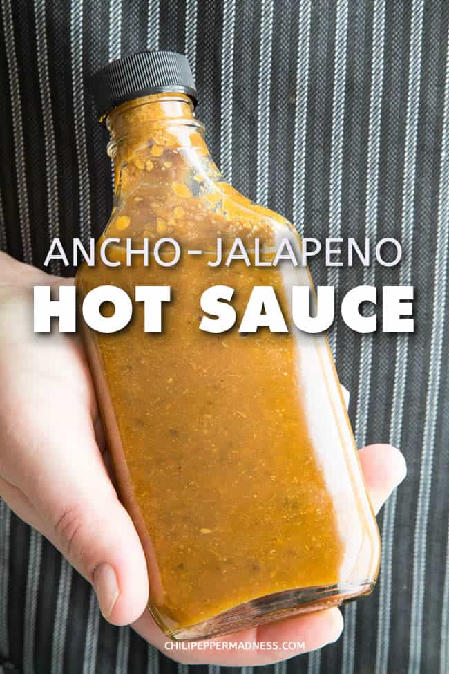 Ancho-Jalapeno Hot Sauce - A hot sauce recipe with plenty of zing and smoky flavor, this ancho-jalapeno hot sauce is made with jalapeno peppers, carrots, garlic, ancho powder and more. Drizzle it over anything for extra flavor. #hotsauce #jalapeno #ancho #sauce #spicy