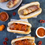 Bacon Wrapped Beer Brats Recipe with Spicy Habanero Sauce