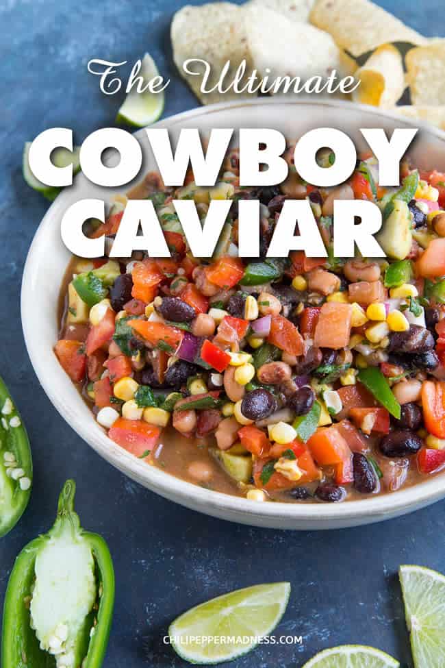 The Ultimate Cowboy Caviar - Cowboy Caviar is a vibrant salsa-bean salad combo that is perfect for any party. Made with fresh ingredients, this version kicks it up a notch with extra jalapeno peppers and additional spices that make it better than any I\'ve ever had. #CowboyCaviar #Salsa #BeanSalad #SideDish #Appetizer
