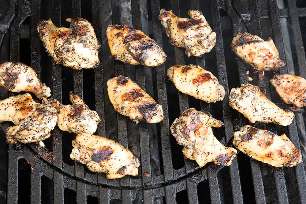 Chicken wings on the grill