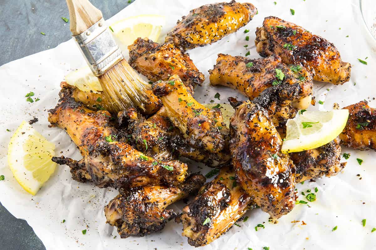 Glazing the Lemon Pepper Chicken Wings