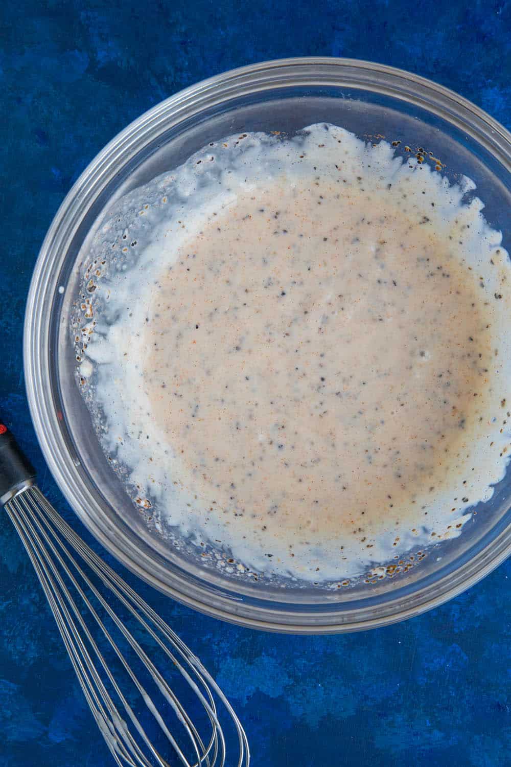 Our whisked dressing for the spicy creamy coleslaw