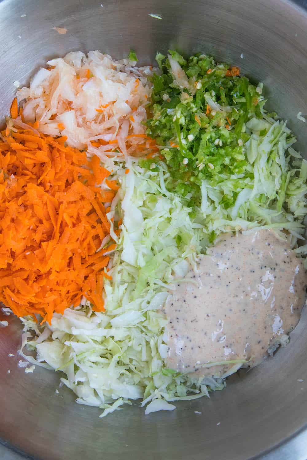 The start of our spicy, creamy coleslaw