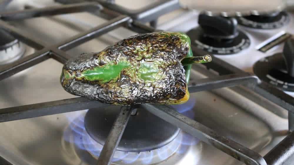 Flame Roasting a Poblano Pepper