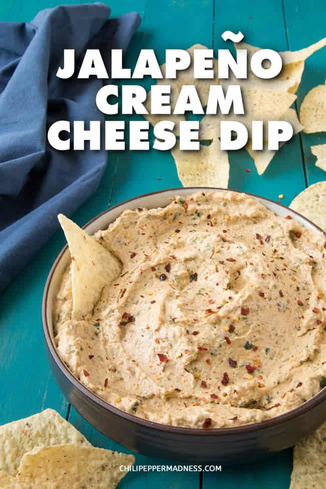 Jalapeno Cream Cheese Dip - This jalapeno cream cheese dip recipe is similar to creamy jalapeno popper dip, but is made with roasted jalapeno peppers and can be served hot, warm or cold. It's the perfect, easy party food. #jalapeno #dip #appetizer #creamcheese #GameDayFood #PartyFood