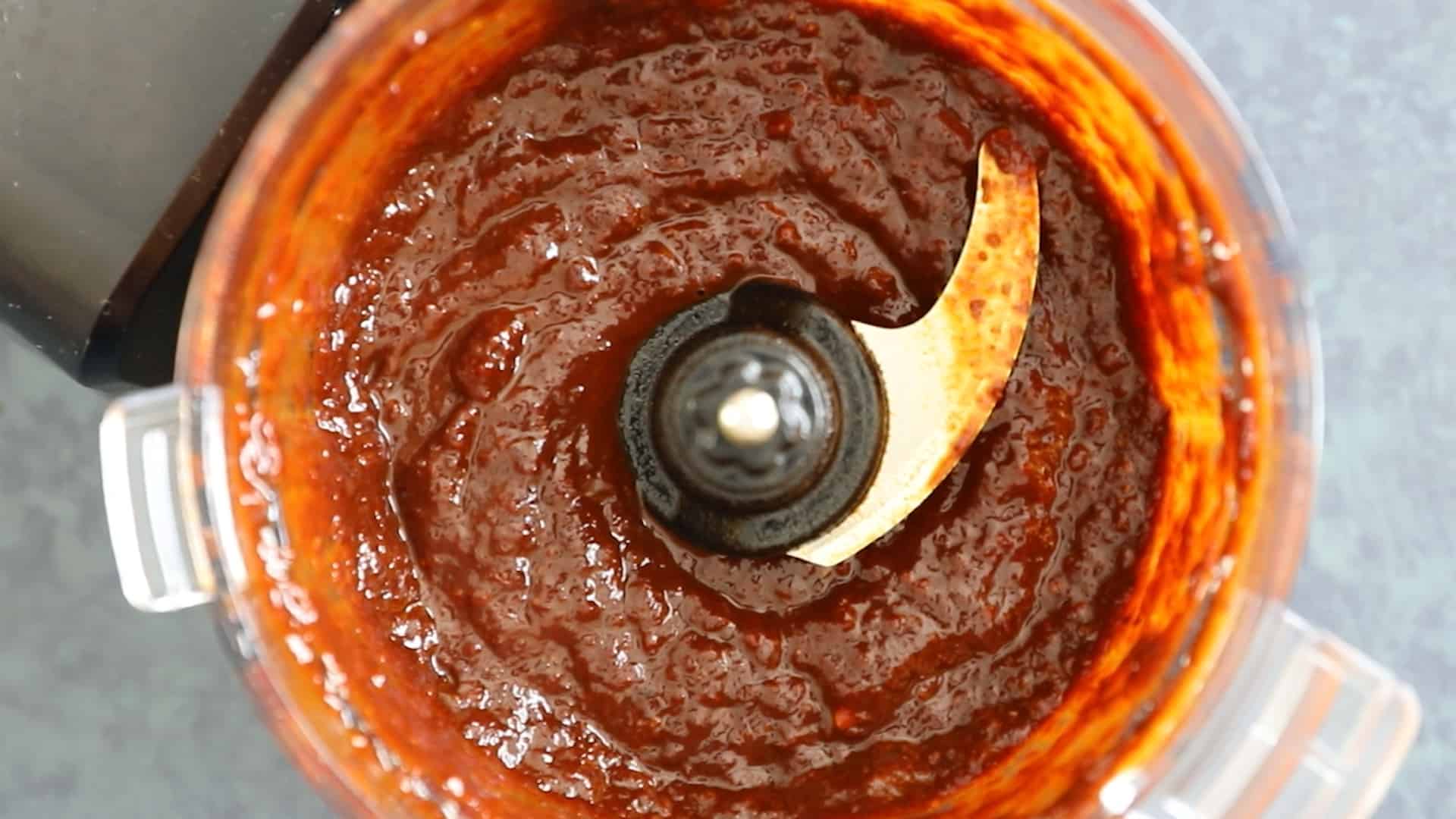 Processing Red Enchilada Sauce in a food processor