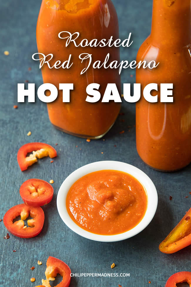 Roasted Red Jalapeno Pepper Hot Sauce Recipe - A homemade hot sauce recipe made with roasted red jalapeno peppers, garlic, tomato and red wine vinegar. This is one of the most addicting hot sauces I've ever made. I already need another batch! #HotSauce #Jalapeno #ChiliPeppers #SauceRecipe