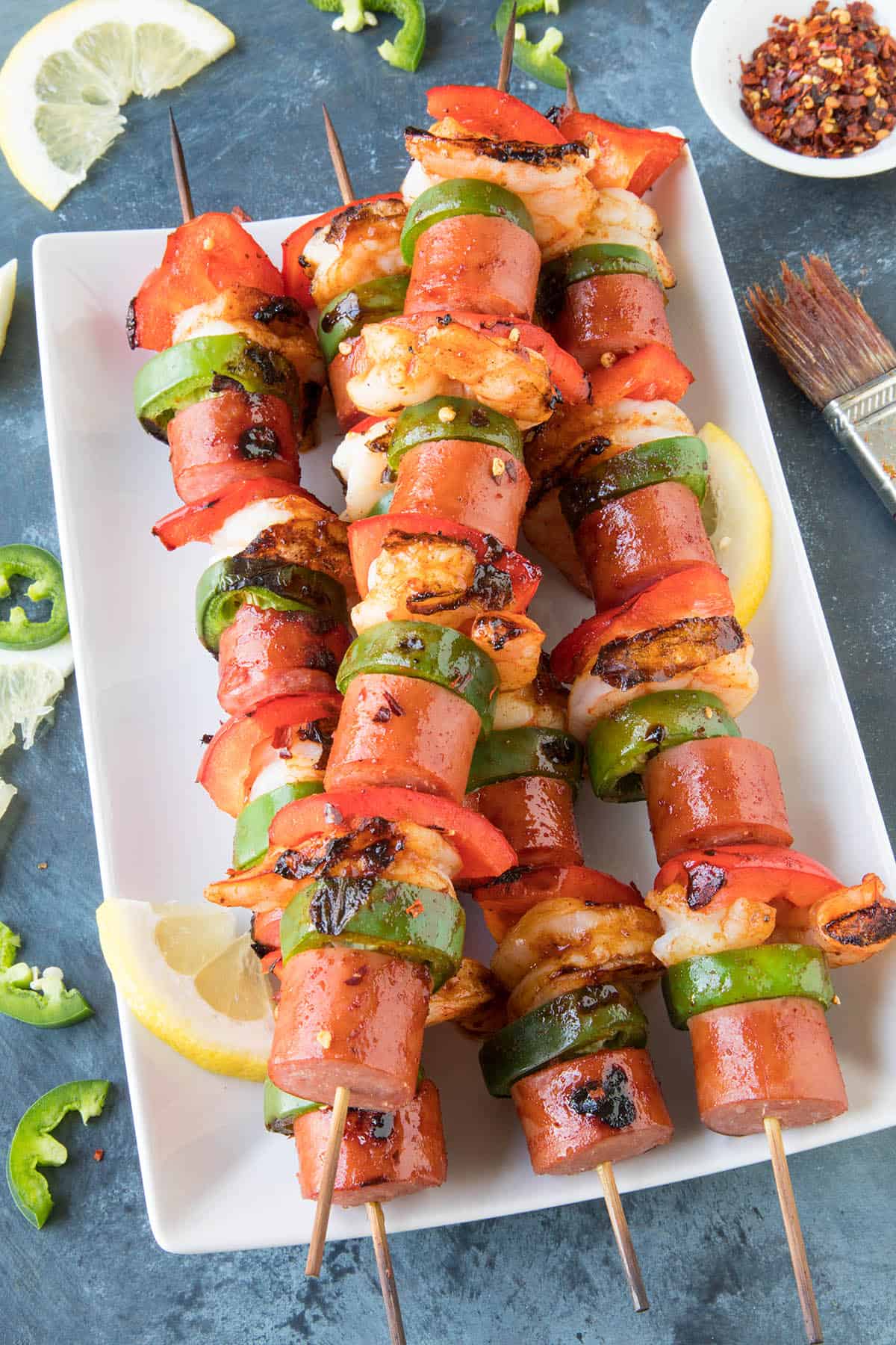 10 Minute Shrimp and Sausage Skewers - Served and Ready to Eat