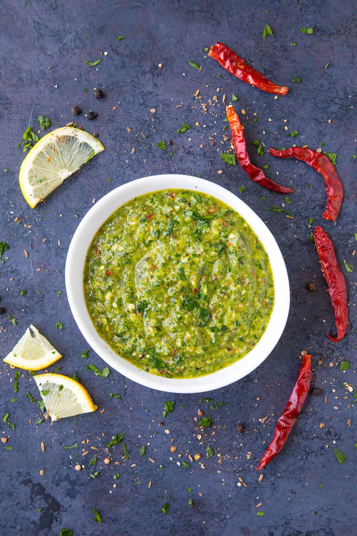 Zhug - this green hot sauce is ready to serve