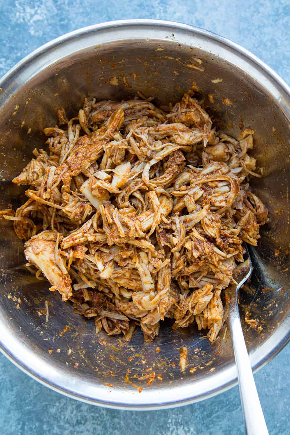 Shredded Chicken for our Chicken Enchiladas Rojas