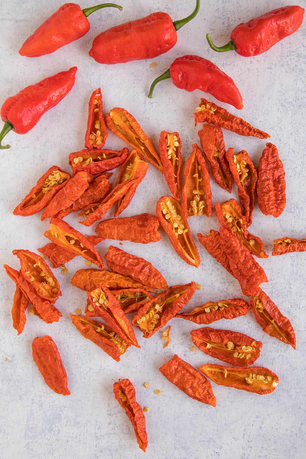 Dried Ghost Peppers.