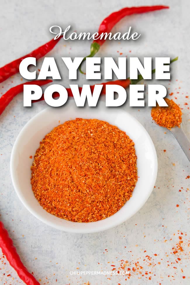 Homemade Cayenne Powder - Make your own cayenne powder at home from fresh garden-grown or store-bought cayenne peppers with a dehydrator. It is super easy to make and you won't get any fresher. Here is the recipe. #Cayenne #CayennePowder #ChiliPowder #Seasoning