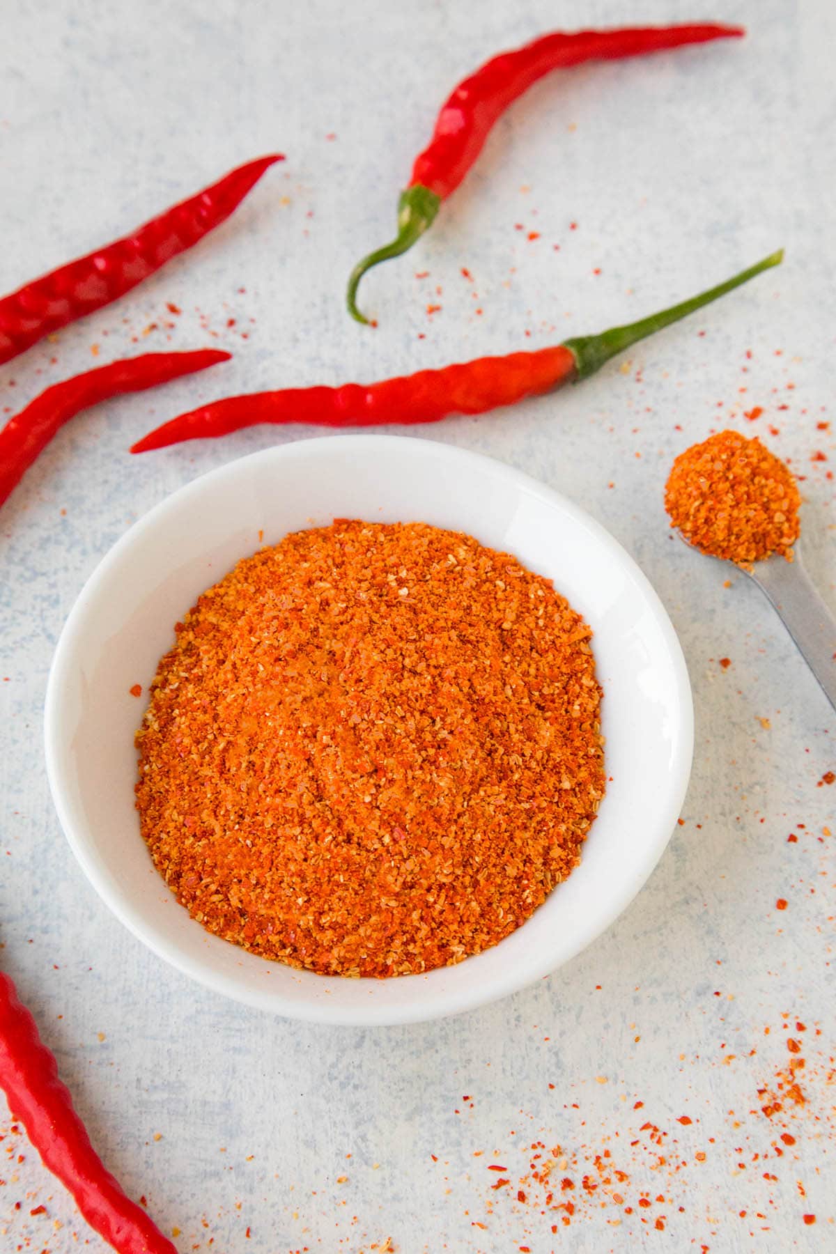 Homemade Cayenne Powder served in a bowl.