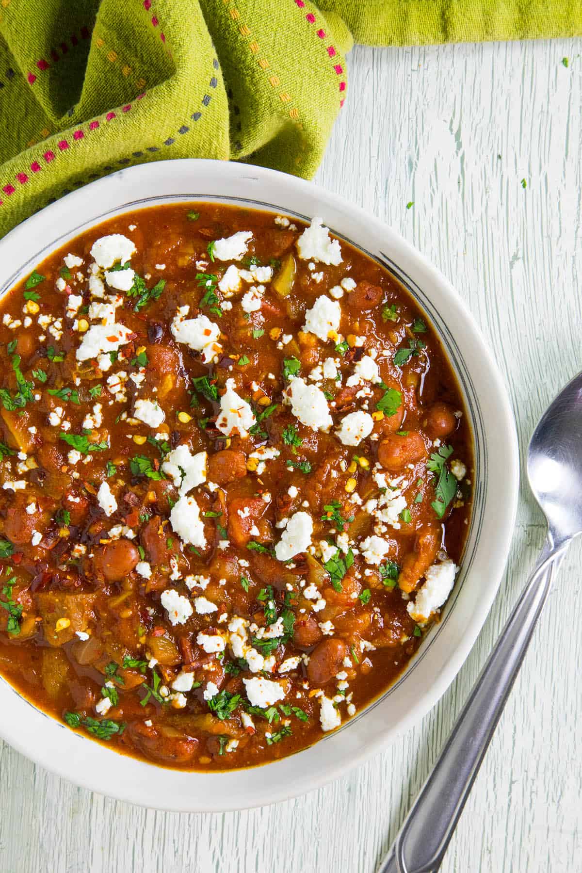 Pork Chili with Roasted Hatch Peppers - In a Bowl, Ready to Serve