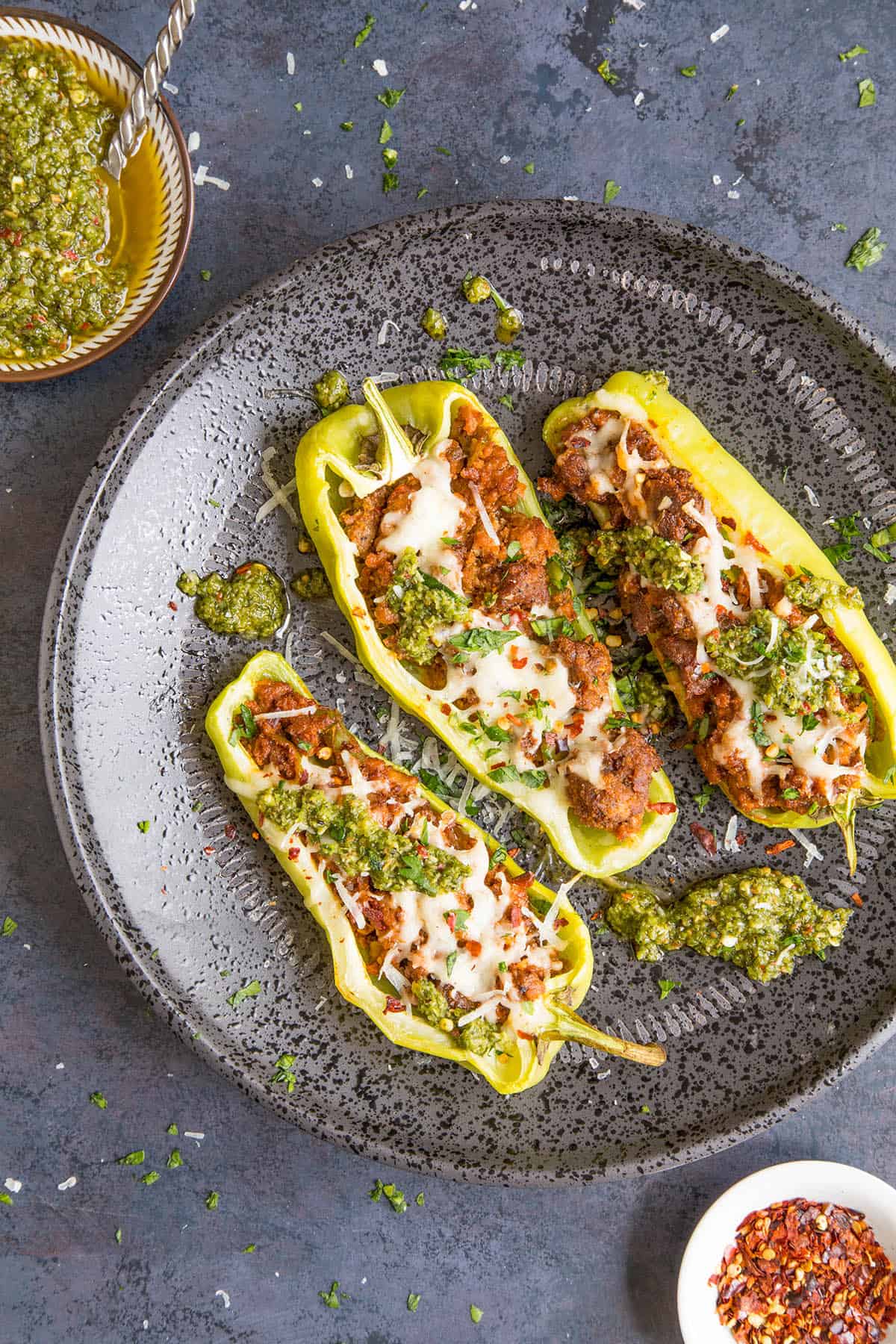 Turkey Stuffed Cubanelle Peppers served and ready to eat